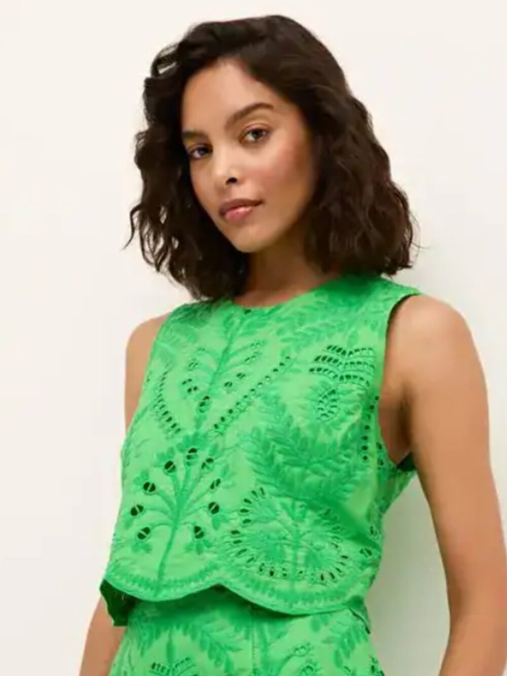 Marie Oliver Green Eyelet Sleeveless Shell Top (Davis Top)